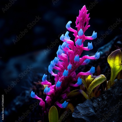 Generative AI Broomrape Flower neon Color illustration photo