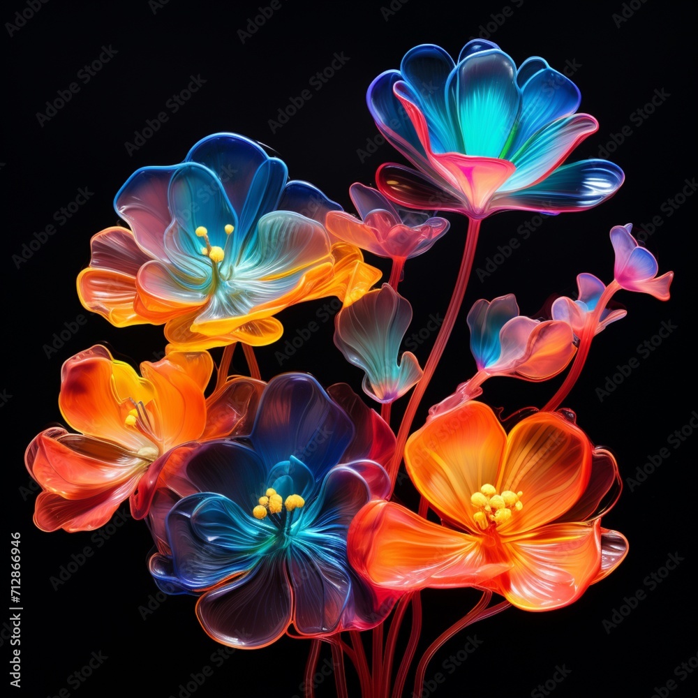 Generative AI Bryony Flower neon Color illustration photo Generative AI Bryony Flower neon Color illustration photo