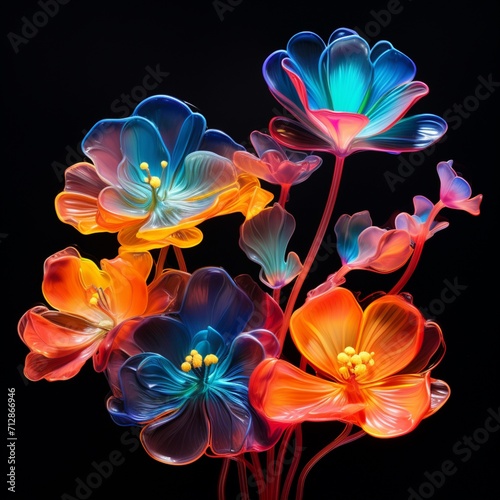 Generative AI Bryony Flower neon Color illustration photo
