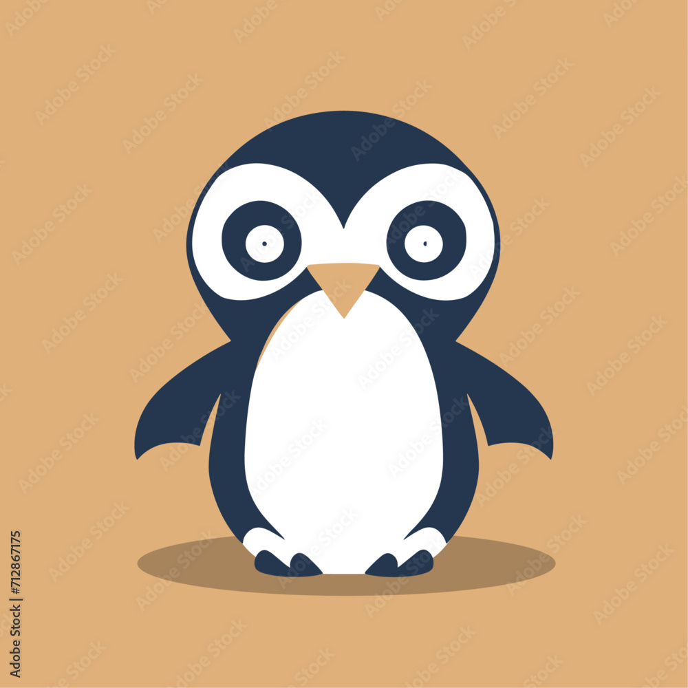 Obraz premium modern and minimalist penguin with rocket vector logo