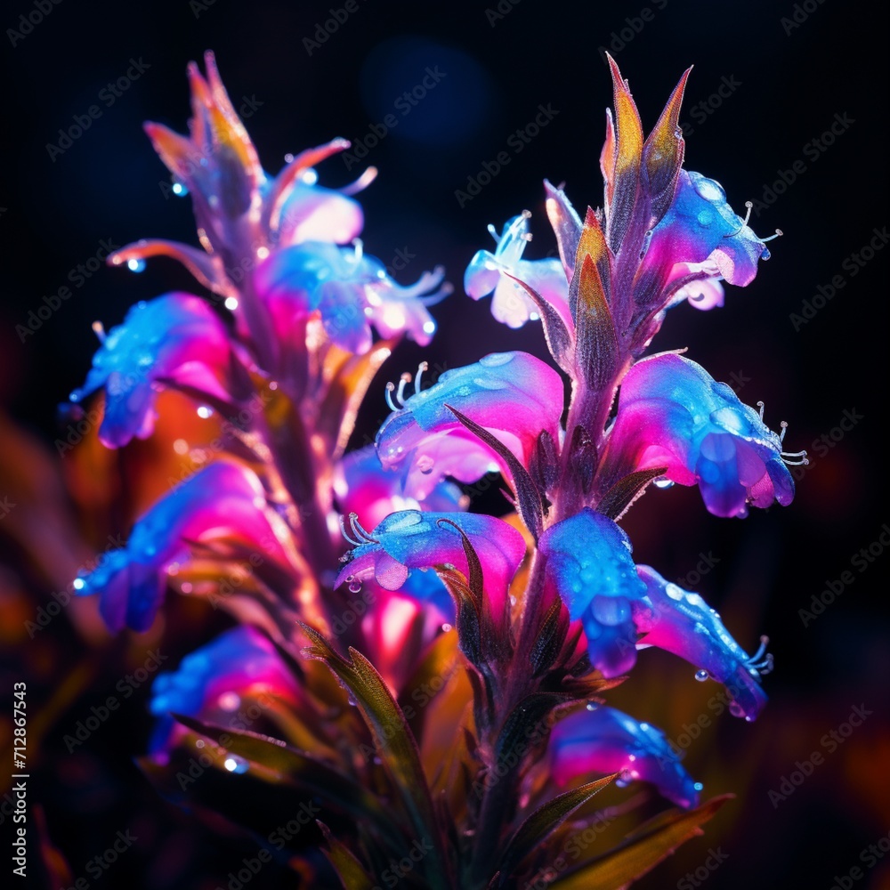 Generative AI Buck bean Flower neon Color illustration photo Generative AI Buck bean Flower neon Color illustration photo