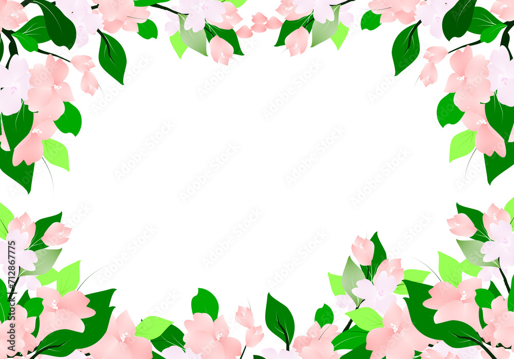 Spring Flower Branch frame, Floral illustration background. Botanical flowers Border Clipart. Spring Flower Branch frame, Floral illustration background. Botanical flowers Border Clipart.