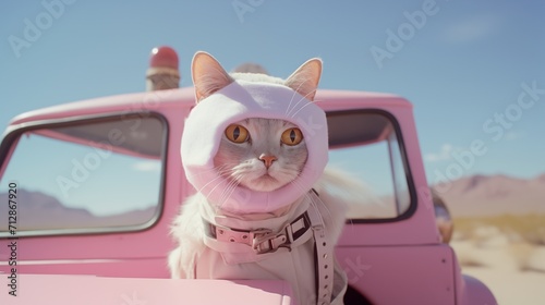 Pink astronaut cat