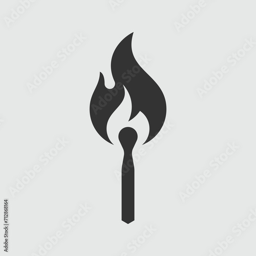 Burning match. Cute vector icon