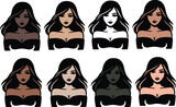 Multiracial women icons set