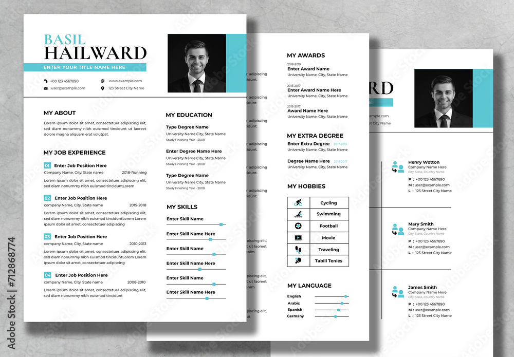 Creative CV, Resume Layout Stock Template | Adobe Stock