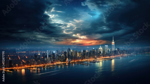 Earths captivating beauty in panoramic splendor, city lights illuminating the surface amid the ever-shifting light clouds that narrate the story of changing seasons