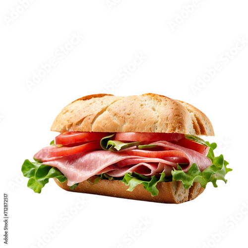 Mouthwatering submarine sandwich with a delightful medley of ingredients, including ham
