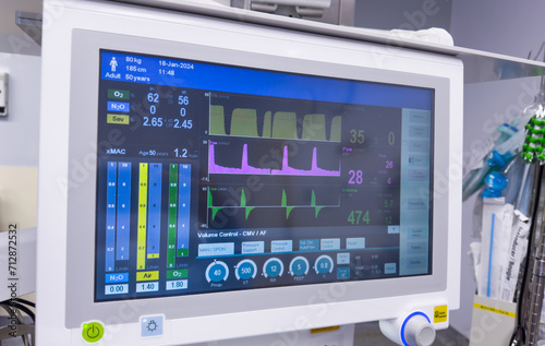 hospital monitor displaying vital signs, emphasizing healthcare, technology, and patient well-being
