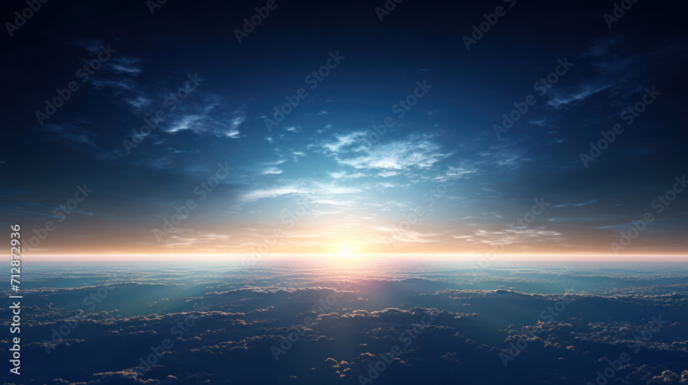 Panoramic space perspective on Earth,  where city lights shimmer through delicate light clouds,  marking the passage of seasons