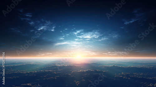 Panoramic space perspective on Earth, where city lights shimmer through delicate light clouds, marking the passage of seasons