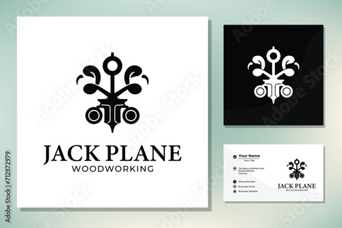 Wooden Fore Plane or Jack Plane Silhouette for Classic Vintage Woodworking Carpentry Logo design