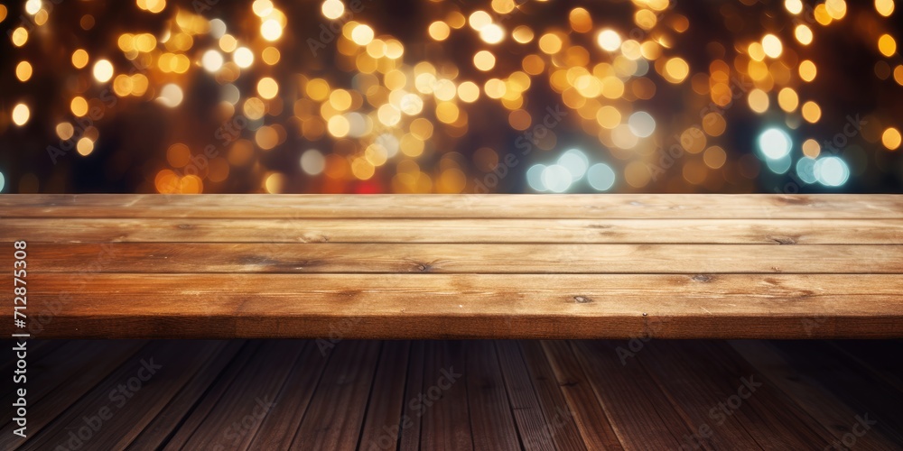 Empty space with old wooden table and bokeh background. Empty space with old wooden table and bokeh background.