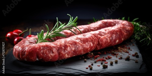 Raw sausage showcased in close-up