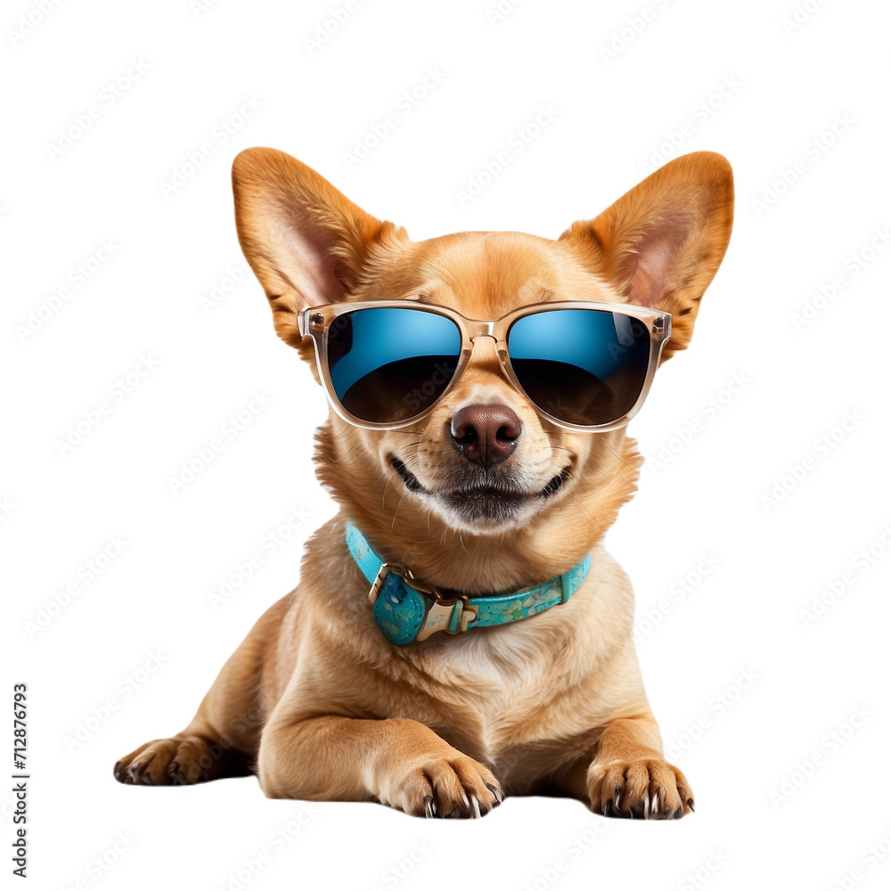 Isolated transparent background featuring a stylish and fashionable dog portrait