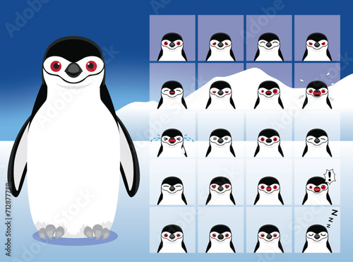 Chinstrap Penguin Cartoon Emotion faces Vector Illustration