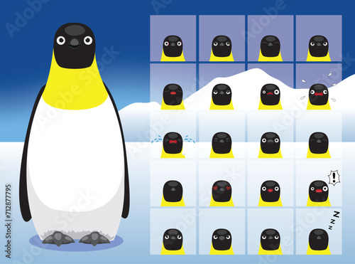 Emperor Penguin Cartoon Emotion faces Vector Illustration