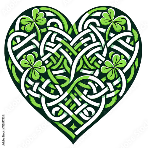 Celtic Knot Heart Illustration in Green
 photo