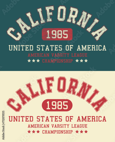 Retro American college varsity league typography California slogan print for tee - t-shirt or sweatshirt - hoodie. photo