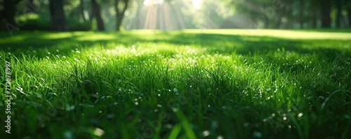Panel kuchenny z motywem Green grass field in sunny morning