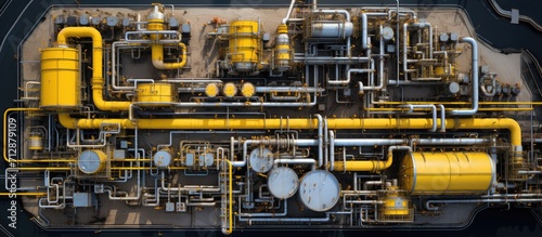 top view of industrial plant for crude oil production and processing