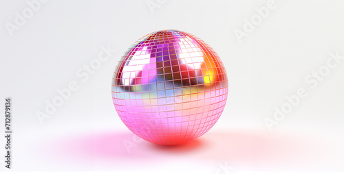 Colorful disco ball on a white background. 3d illustration.3D rendering of a pink disco ball isolated on white background.