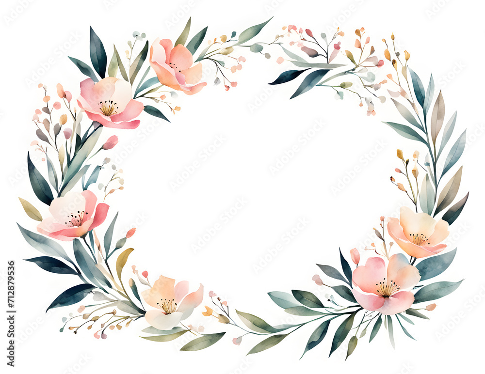 Obraz premium wax-flowers-arranged-in-a-delicate-floral-frame-minimalist-watercolor-illustration-trending