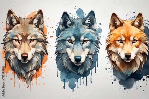 free wolf spirit label, wolves head design photo