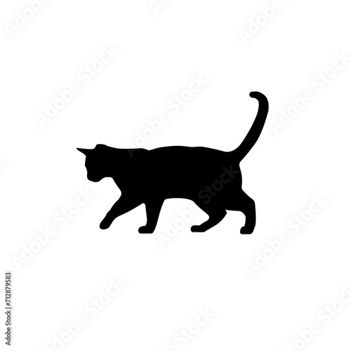 black shadow of cat Walking, vector illustration