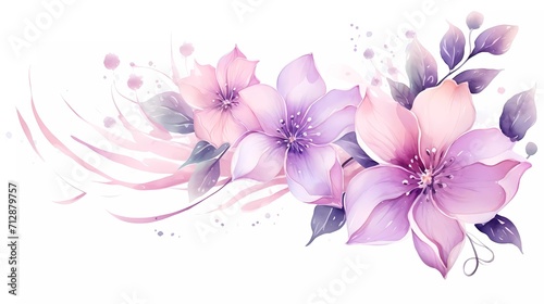 Watercolor illustration of purple flowers, flower clip art. Bouquet of peonies. generative ai