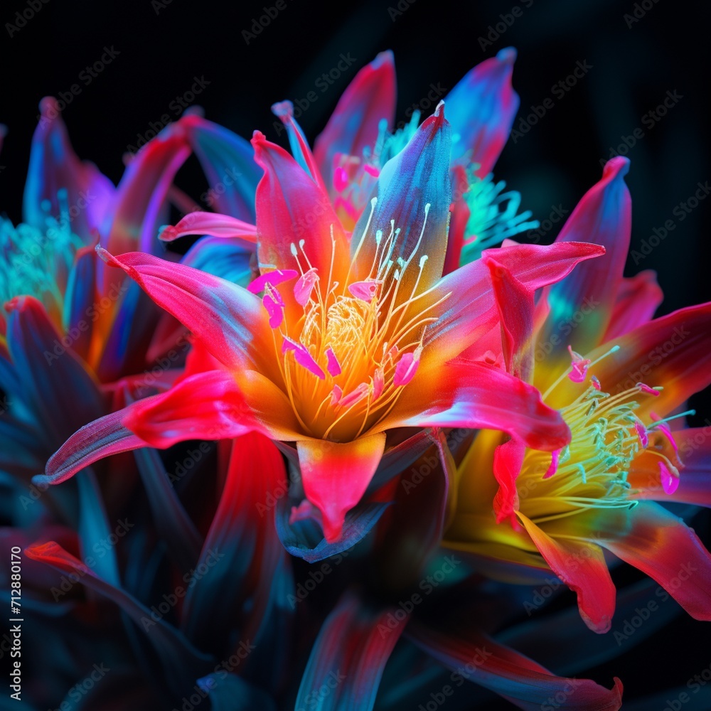 Aloe Socotrine Flower neon Color AI Generated pictures