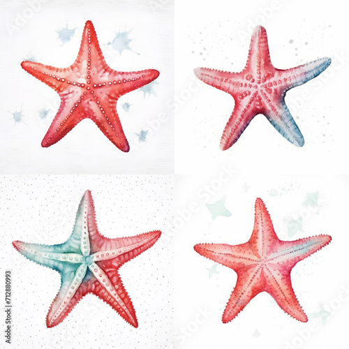 Set of star fish watercolor