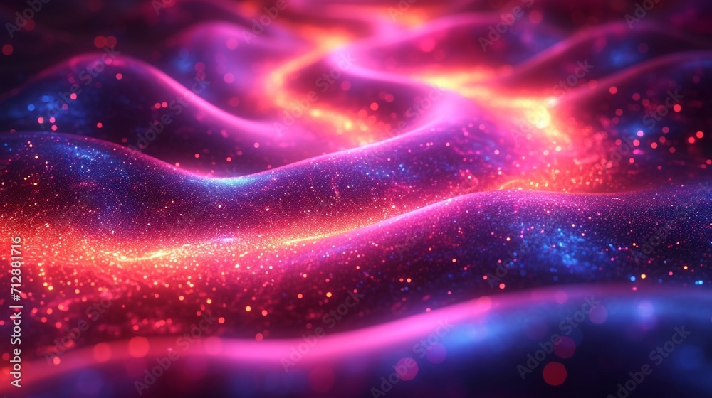 Glossy, curved neon wave in 3D with a shimmering, iridescent surface. Abstract, multicolored background. HD camera-like quality. Glossy, curved neon wave in 3D with a shimmering, iridescent surface. Abstract, multicolored background. HD camera-like quality.