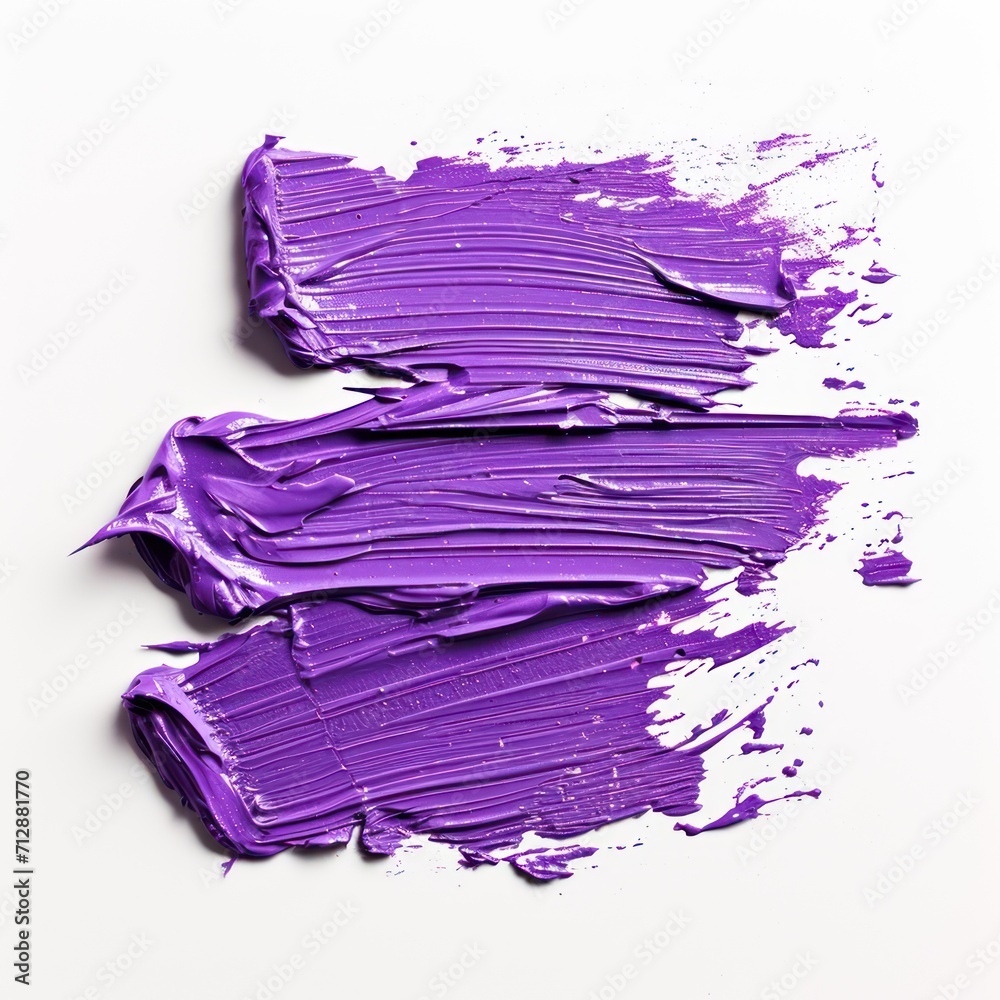 purple paint brush strokes isolated on white background.