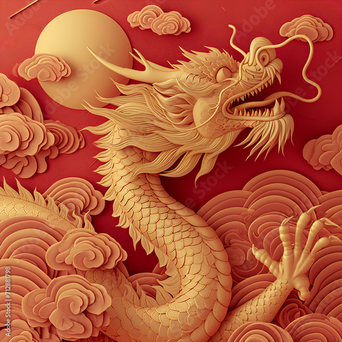 chinese new year golden dragon  lunar of the year