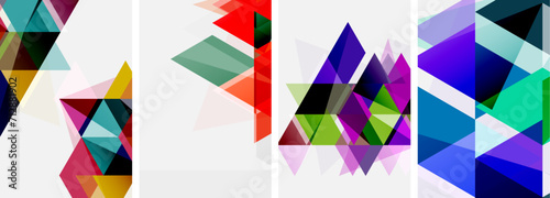 Colorful bright triangles with various colors and transparencies. Vector illustration For Wallpaper, Banner, Background, Card, Book Illustration, landing page