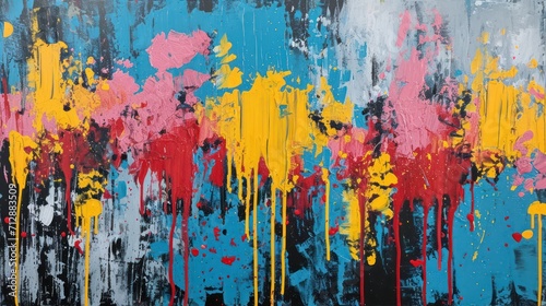 abstract grunge background with blue, red, yellow and pink colors