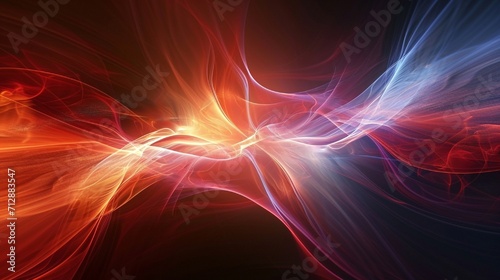 Intersecting waves of light and sound creating a mesmerizing, high-definition abstract background, pulsating with an aura of elegance and energy.