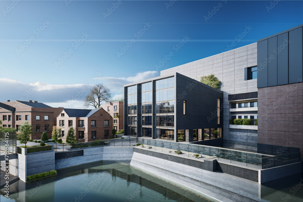 Fototapeta premium Urban Elegance: A Contemporary Architectural Chronicle. generative AI.