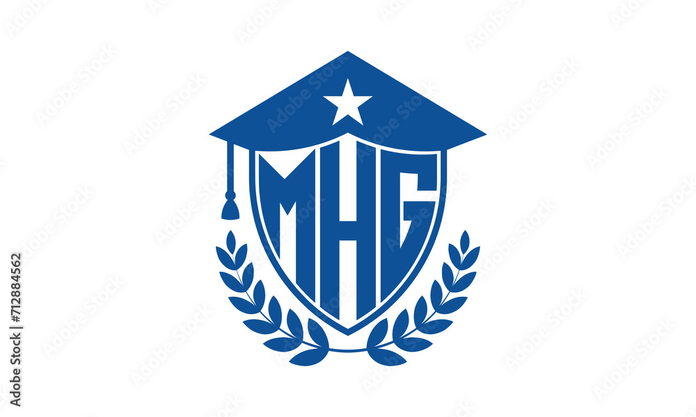 MHG three letter iconic academic logo design vector template. monogram, abstract, school, college, university, graduation cap symbol logo, shield, model, institute, educational, coaching canter, tech MHG three letter iconic academic logo design vector template. monogram, abstract, school, college, university, graduation cap symbol logo, shield, model, institute, educational, coaching canter, tech