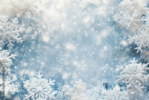 background of white winter snowflakes for christmas and new years eve holidays © ebhanu