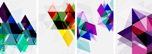 Colorful bright triangles with various colors and transparencies. Vector illustration For Wallpaper, Banner, Background, Card, Book Illustration, landing page