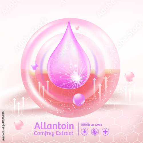 concept of Allantoin Comfrey Extract  Serum for Skin Care Cosmetic poster, banner design