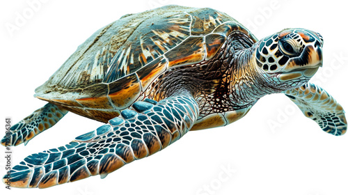Sea Turtle Swimming. Isolated on Transparent or White Background, PNG photo