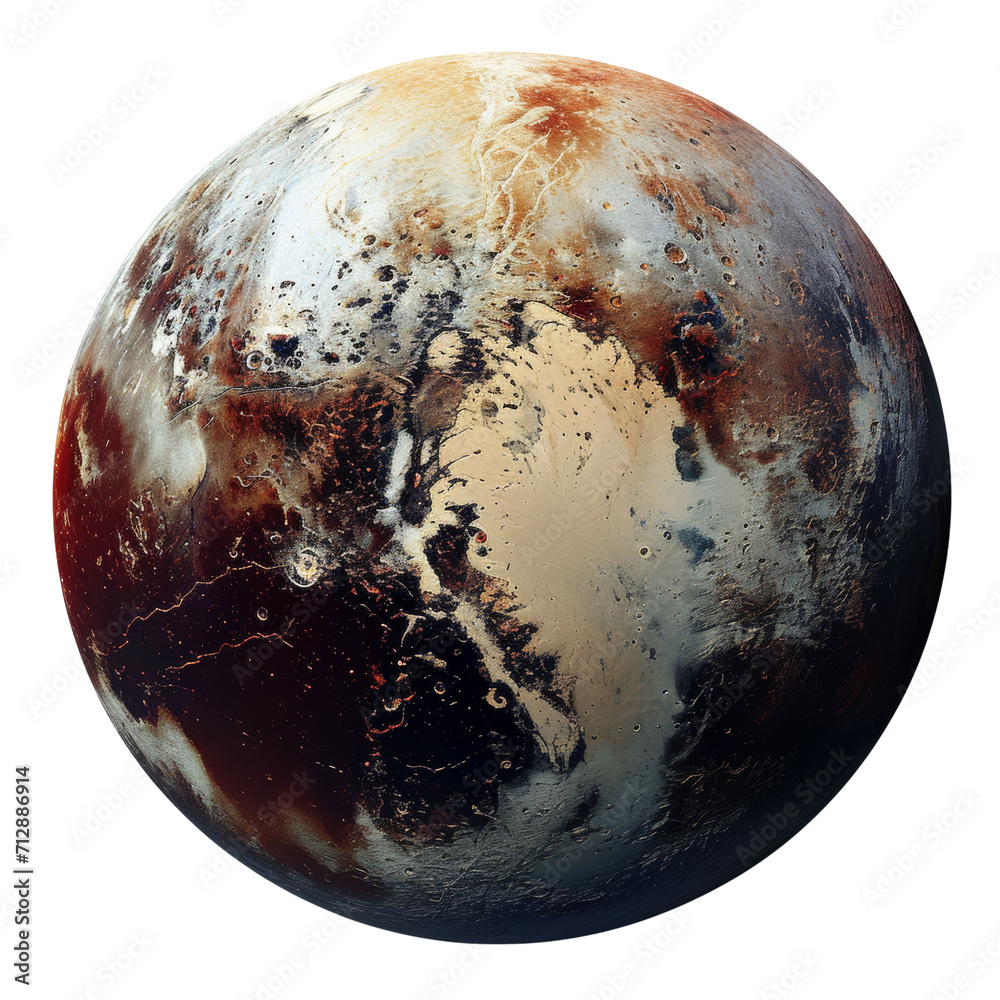 Pluto: Dwarf Planet Concept Isolated on Transparent or White Background, PNG