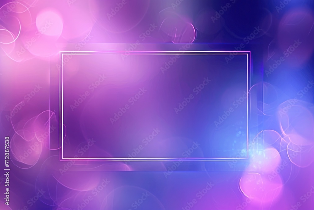 Glass frame on blurry violet background. Generative AI.