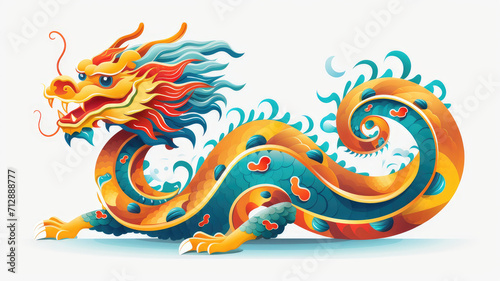 elegant eastern dragon symbolizing luck and power, isolated white background. stunning art for chinese lunar new year festivities, greeting cards, and backgrounds © StraSyP BG