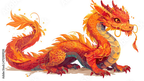 vibrant chinese new year dragon art illustration  isolated white background. symbol of prosperity and strength for holiday decor and educational materials