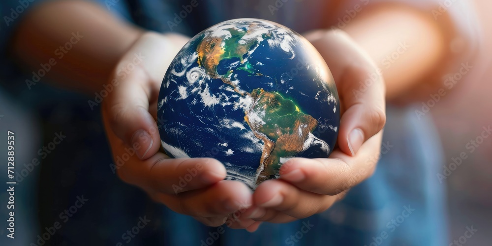 Hands holding an Earth globe Hands holding an Earth globe