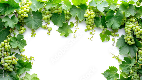 Fresh grapevine border isolated copy space, generative ai photo